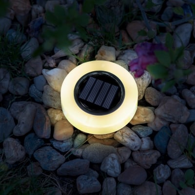 Соларен прожектор соларна лампа за градина топло бяла светлина