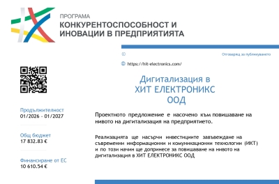„Дигитализация на предприятията“ по Програма „Конкурентоспособност и иновации в предприятията“ 2021-2027