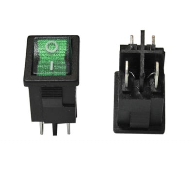 Ключ светещ ON-OFF, 3 A/250 VAC, зелен