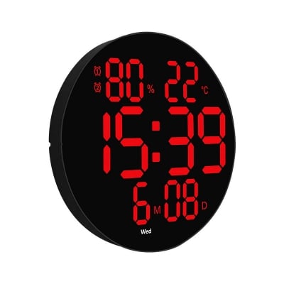 Цифров часовник, термометър, влагомер, будилник с LED 6630, червен