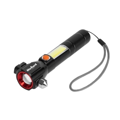 Фенерче с акумулатор, нож, чук за стъкло LED + COB Rebel Light URZ0941