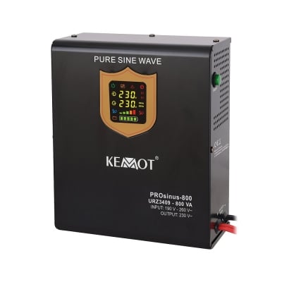 UPS Инвертор с чиста синусоида и функция за зареждане KEMOT 12V 230V 800VA/500W, вертикален