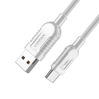 Кабел Vipfan USB към USB-C, 3А, 1.2м, бял