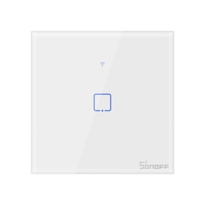 Единичен ключ за осветление Smart WiFi Sonoff T0 EU TX, димиране, бял