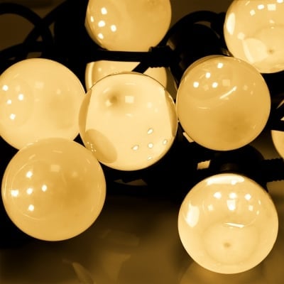 Коледни топки с LED лампички, топло бели IP44 за външна употреба