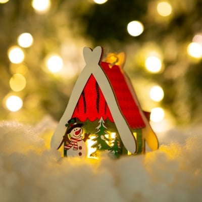 Светеща украса Коледна къщичка с LED осветление на батерии