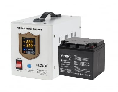 Инвертор UPS KEMOT 300W комплект с тягова батерия 12V 40Ah