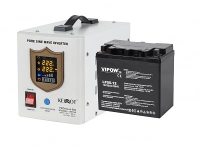 Инвертор UPS KEMOT 300W комплект с тягова батерия 12V 55Ah