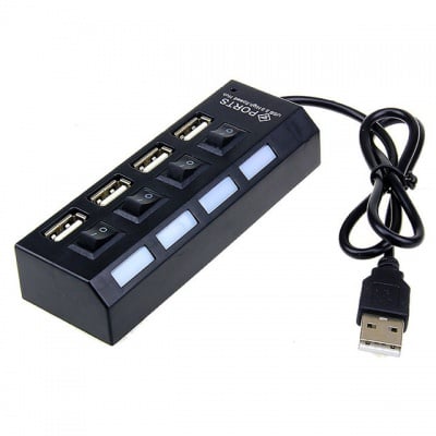 USB HUB 4 порта и копчета за включване и изключване