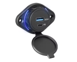 Модул зарядно кола 12V/24V 18W USB-A+USB-C с бързо зареждане QC+PD, за вграждане