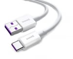Кабел Baseus USB към USB-C, 66W, 1м, бял