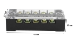 Клема двуредова 600V 15A, 5 пина с винт, TB-1505 15A