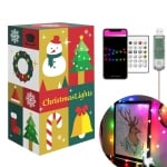 Коледна LED цветна украса звездички SMART Bluetooth управление, USB захранване, 2 метра, IP55