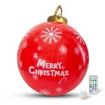 Светеща LED RGB Коледна украса надуваема топка на батерии