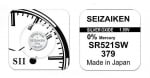 Батерия Seizaiken SEIKO AG0 379 SR521SW, сребърна