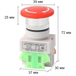 Авариен бутон червен LAY37 6A 250V OFF-ON/ON-OFF, ф22mm