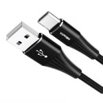Кабел Vipfan USB към USB-C, 3А, 1.2м, черен с оплетка