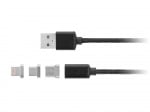 Магнитен кабел с USB type C, USB micro, Lightning, 1 метър